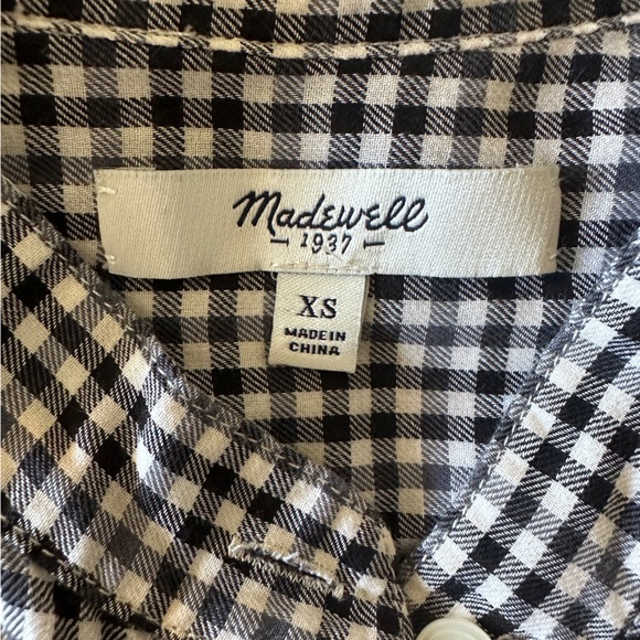 Madewell Elmhurst Check Collarless Popover Plaid. Size XS. - Picture 4 of 4